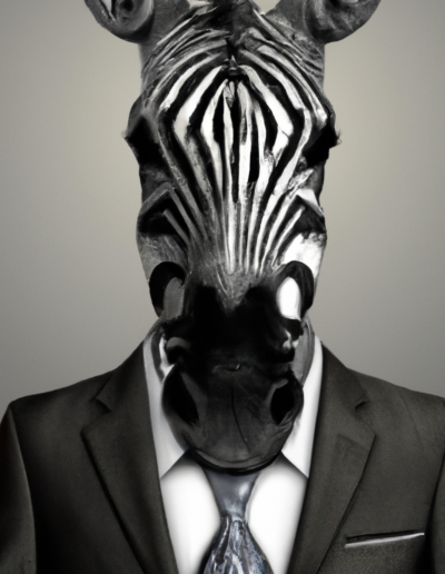 AI genererad bild på en zebra i kavaj